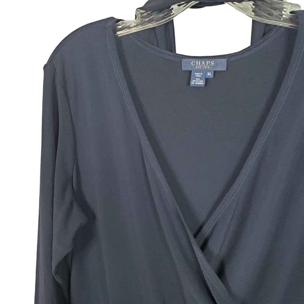 Chaps NWT Size XL Dress V-neck Surplice Liquid Jersey Palm Beach Belt Full Hem - Picture 8 of 10